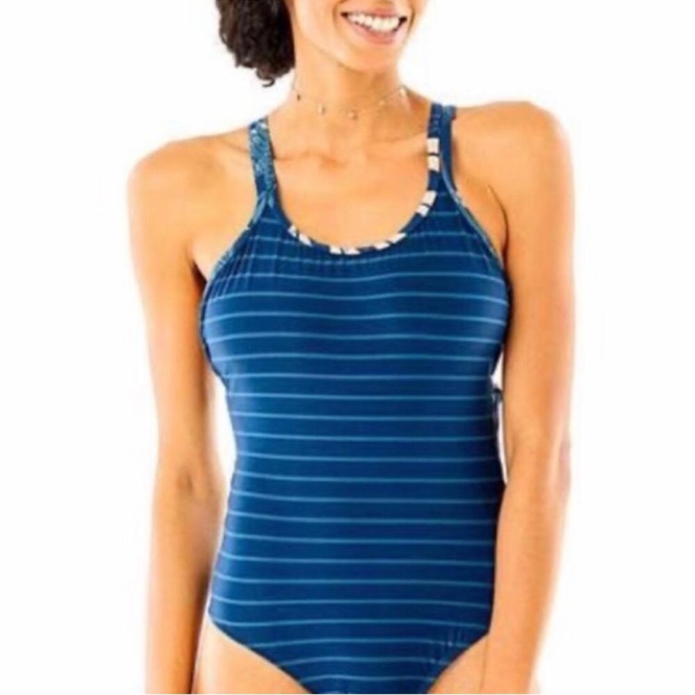 Carve Designs NEW Navy Striped One Piece Swimsuit size small medium